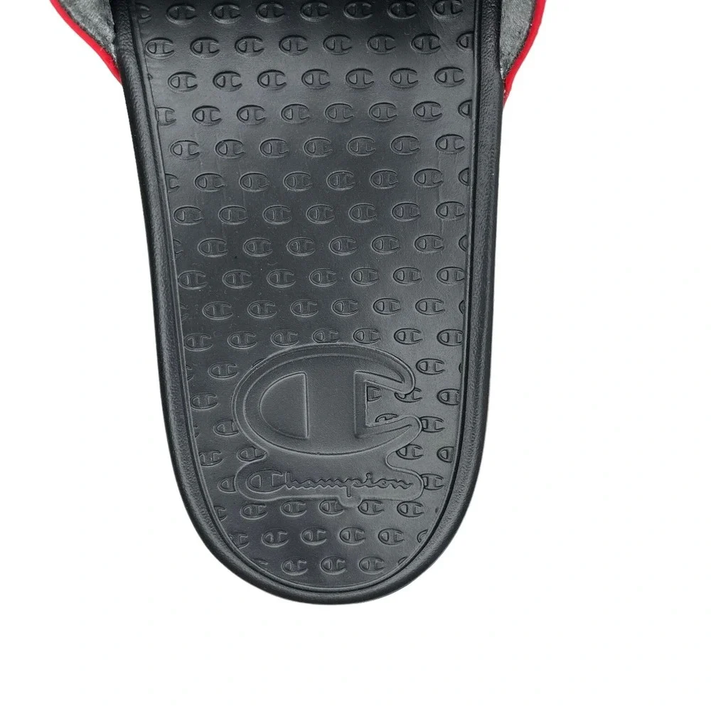 Champion Men's Slide Pool Sandals Size 12 Red-Black Lightweight Comfort Lounging